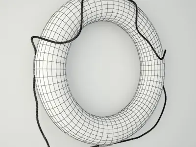 1950s Red White Nautical Life Preserver 3D model