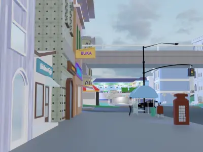 Cartoon city low poly Low-poly 3D model