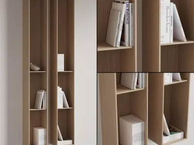 096 Wall rack shelves 03 neutral  minimal wood 01 3D model
