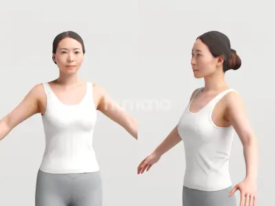 Rigged sport asian woman - fitness gym yoga - 083-5399 3D model