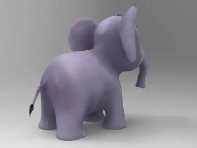 Elephant Cartoon Low-poly 3D model get