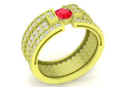 Luxury Multi Row Gemstone Men Ring 3D Model for Jewelry  3938 3D print model