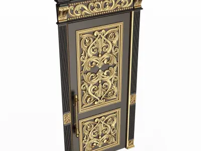Carved Door Classic 01002 Black Low-poly 3D model