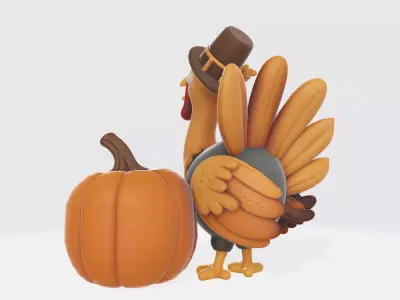 Turkey and Pumpkin Duo 3D print model
