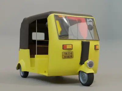 Semi Realistic Auto Rickshaw 3d Model Low-poly 3D model