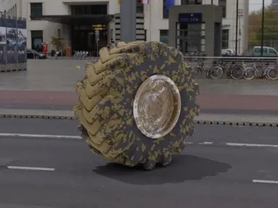 Tire 3D model gold medallion Low-poly 3D model