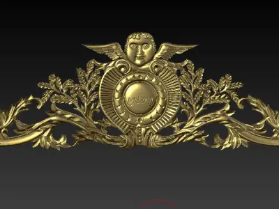 Classic 3D textures are inlaid with a gold frame 3D model 3D model