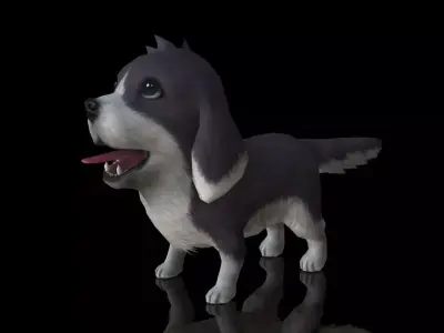 cute dog puppy Low-poly 3D model
