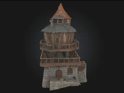 Medieval Watchtower Model  Sentinel of the Old Kingdom 3D model