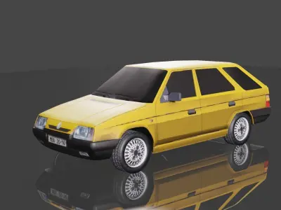 SKODA FORMAN CIVIL CAR LOW POLY car Low-poly 3D model