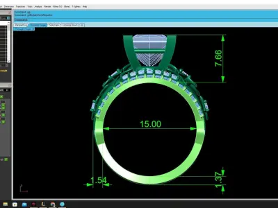 Luxury Three Piece Bridal Set Square Cut Engagement Ring 3528 3D print model