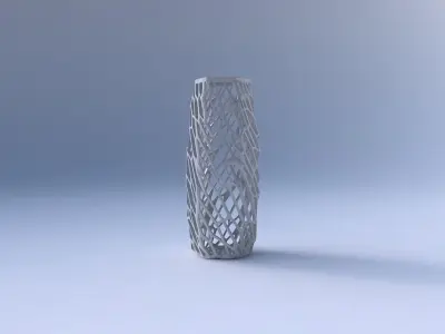 Vase hexagon with faceted and twisted organic lattice 3D print model