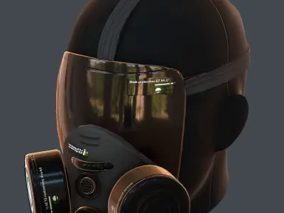 Gas mask helmet 3d model scifi Low-poly  Low-poly 3D model