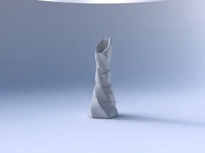 Vase twisted squeezed and bent hexagon with sharp ribbons 3D print model