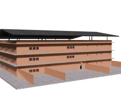 Model of Modern Three Story School Building  Architectural  Low-poly 3D model