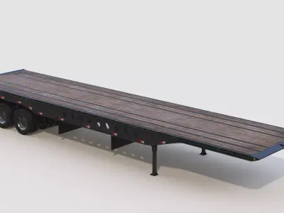 Tridem Oilfield Float Trailer Low-poly 3D model