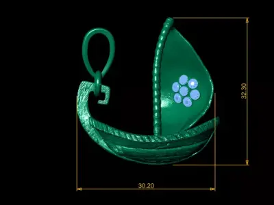 Golden Sailboat Pendant   Nautical Jewelry 3D Model 3D print model