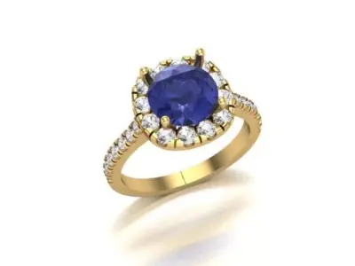 Vision of Twilight The Round Tanzanite Halo Diamond Ring 3D print model