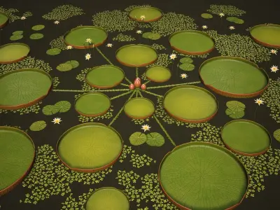 Water Plants and Flowers Low-poly 3D model