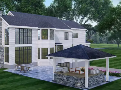 American Exterior House Design  Classic Modern Country Home  3D model