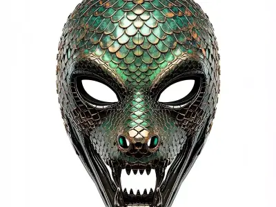 Serpent Dragon Mask 3D Model Scaled Reptilian War Gear Low-poly 3D model
