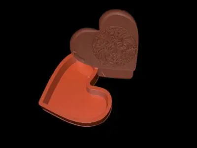 Heart gift box with an Russian folk motif 3D model