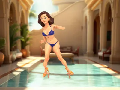 Stylish Bikini Pose model pack Low-poly 3D model