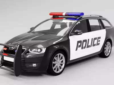 Police Skoda octavia Low-poly 3D model