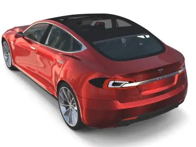 Tesla Model S 2016 Red with interior and chassis 3D model