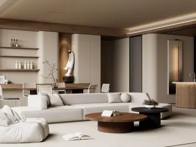 Modern living room 3D model  3D model