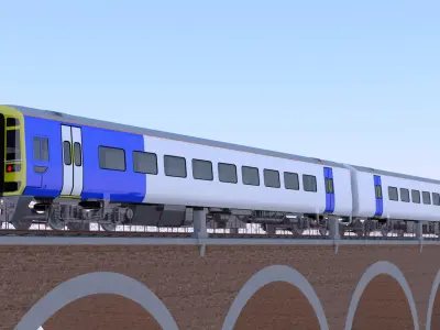 Viaduct with passenger train 3D model