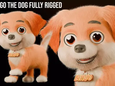 Bingo The Dog Fully Rigged Animation Ready 3D model