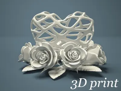 Heart and Roses for 3d printing 3D print model