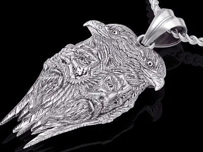 Eagle man pendant silver gold printable jewelry 3D model 3D print model