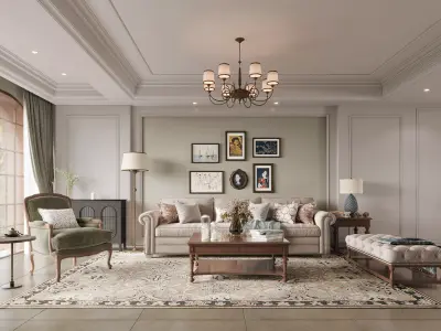 Luxury living room dining room interior scenes 45 3D model