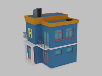 Low poly building - Hotel Free low-poly 3D model