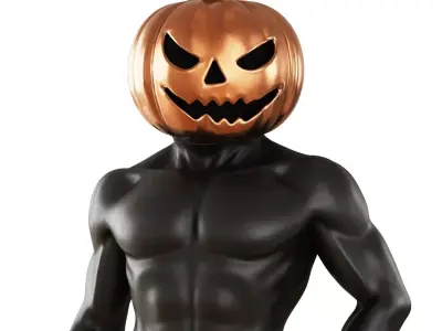 Mannequin torso with pumpkin head 3D model