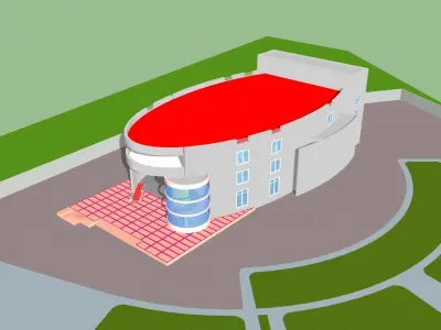 Auditorium modern house with two people 3D model