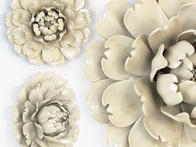 Ivory Large Flower Wall Decor 3D model