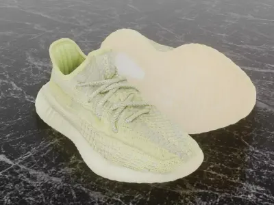 ADIDAS YEEZY BOOST 350 V2 GREEN GLOW 3D SHOES Low-poly 3D model