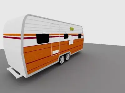 Retro Travel Trailer Game Ready Asset Free low-poly 3D model