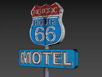 Street Sign Route 66 Low-poly 3D model