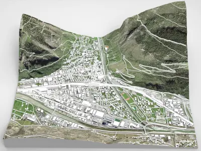 Cityscape Visp Switzerland 3D model