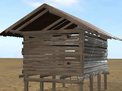  Old wooden house for the poor 3D model