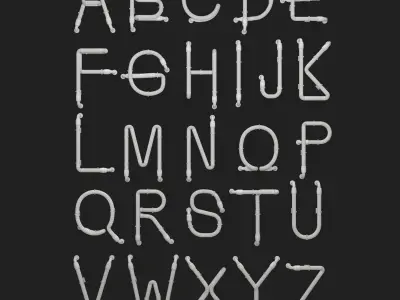 Neon Alphabet  modular Light 3D model 3D model