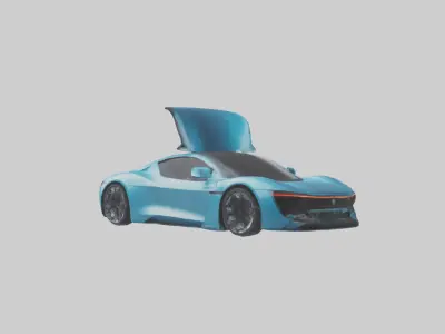 Electric Supercar with Automatic Doors model Low-poly 3D model