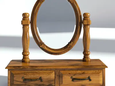 Victorian Desk Mirror Old Natural 3D model