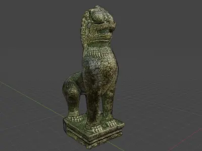Gold Lion guardians statue Low-poly 3D model