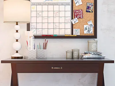 PBTEEN X Frame Desk with Decor Set 3D model