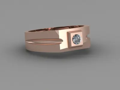 Rose Gold Men Diamond Ring 3D print model 3D print model